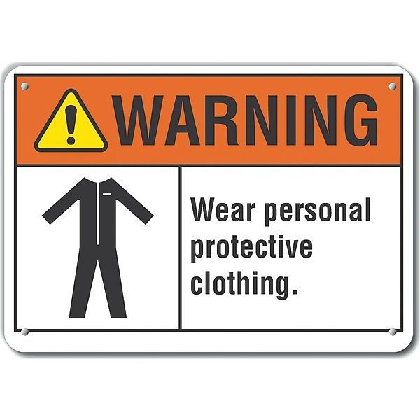Plastic Ppe  Warning Sign, 10 in Height, 14 in Width, Plastic, Horizontal Rectangle, English