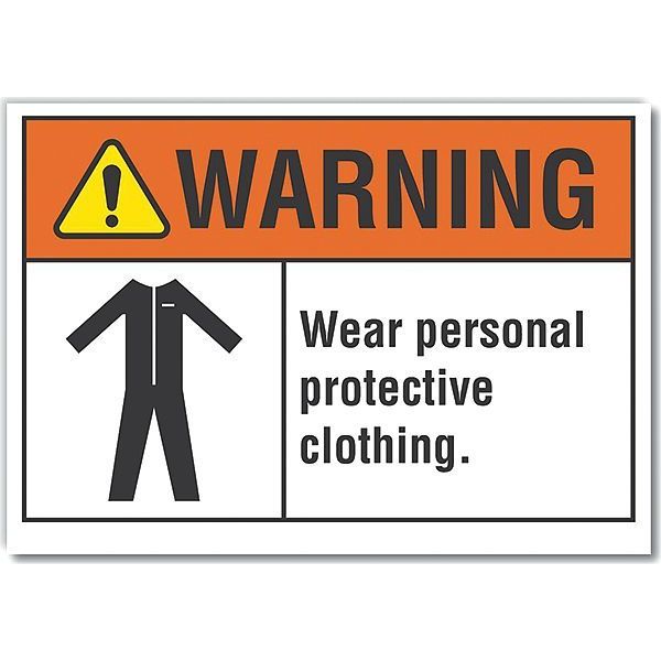 Ppe  Warning Reflective Label, 7 in Height, 10 in Width, Reflective Sheeting, Vertical Rectangle