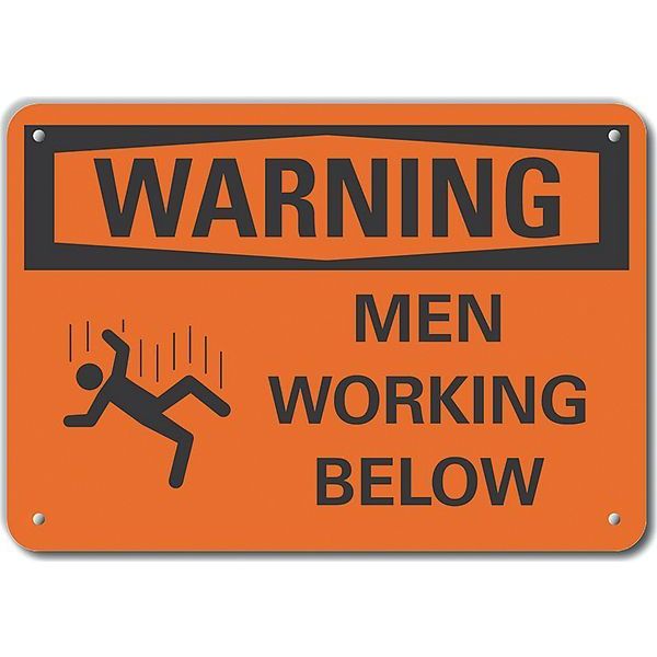 Decal, Warning Men Working Below, 14 x 10