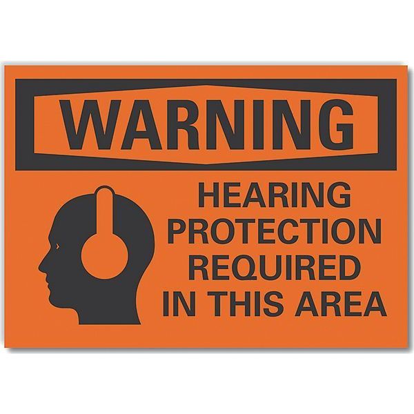 Decal, Reflective, Warning Hearing, 7 x 5
