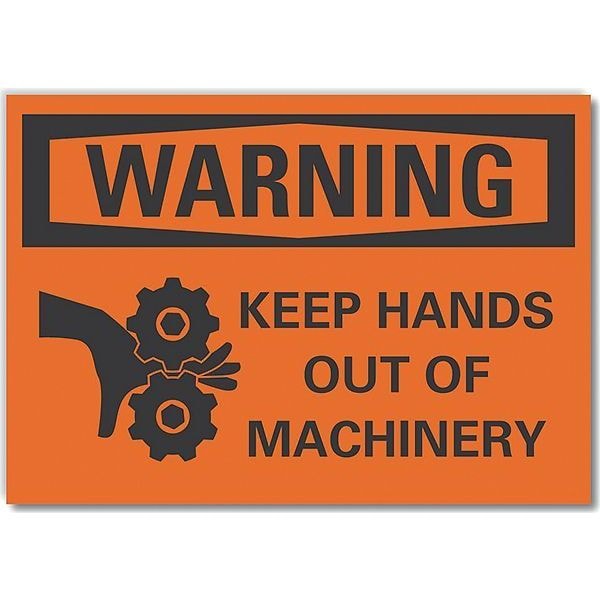 Keep Hands Clear Warning Reflective Label, 5 in Height, 7 in Width, Reflective Sheeting, English