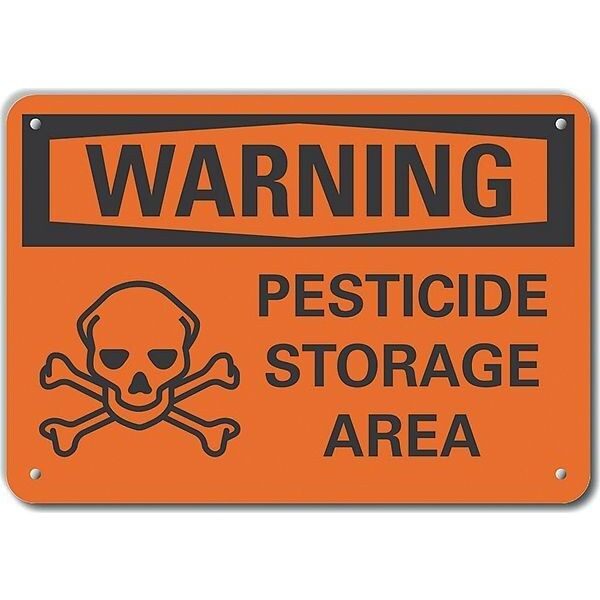 Plastic Pesticide Warning Sign, 7 in H, 10 in W, Plastic, Vertical Rectangle, LCU6-0049-NP_10X7