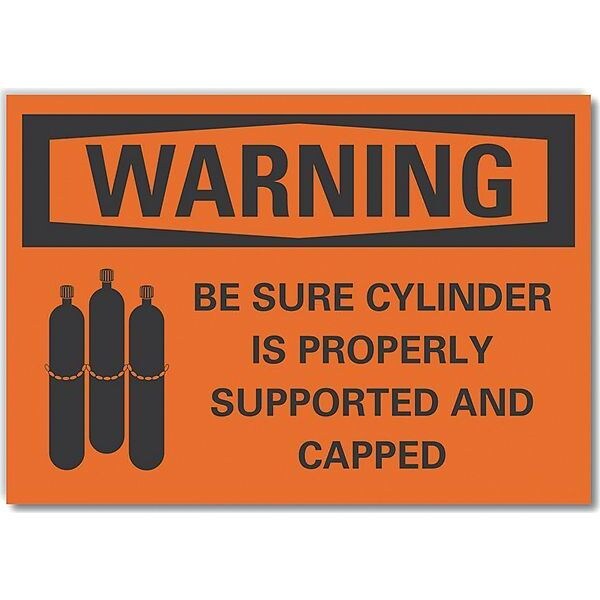 Cylinder Handling Warning Label, 5 in H, 7 in W, Polyester, Horizontal, English, LCU6-0050-ND_7X5