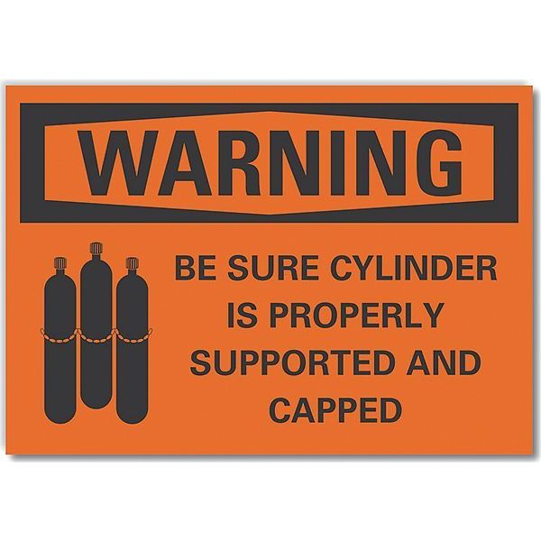 Cylinder Handling Warning Reflective Label, 3 1/2 in H, 5 in W, LCU6-0050-RD_5X3.5
