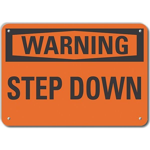Plastic Steps Warning Sign, 7 in H, 10 in W, Plastic, Vertical Rectangle, English, LCU6-0075-NP_10X7