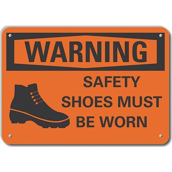 Aluminum Foot  Warning Sign, 7 in Height, 10 in Width, Aluminum, Vertical Rectangle, English