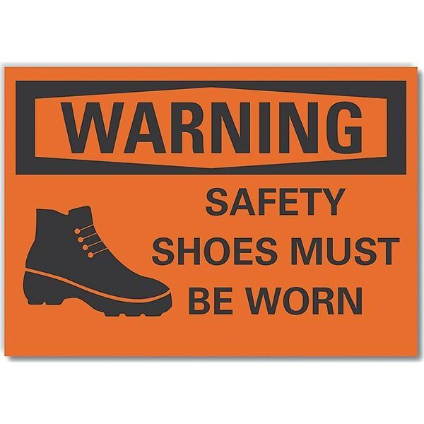 Foot  Warning Reflective Label, 7 in Height, 10 in Width, Reflective Sheeting, Vertical Rectangle