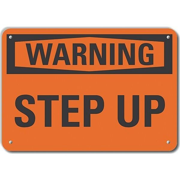 Plastic Steps Warning Sign, 10 in H, 14 in W, Plastic, Horizontal Rectangle, LCU6-0072-NP_14X10
