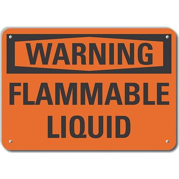 Aluminum Flammable Liquid Warning Sign, 10 in Height, 14 in Width, Aluminum, Horizontal Rectangle