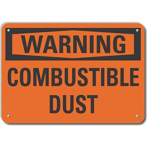 Aluminum Combustible Dust Warning Sign, 7 in Height, 10 in Width, Aluminum, Vertical Rectangle