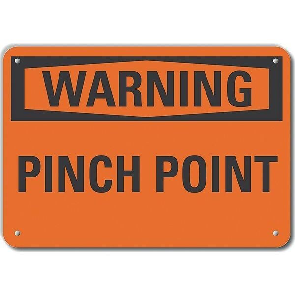 Reflective  Pinch Point Warning Sign, 10 in Height, 14 in Width, Aluminum, Horizontal Rectangle