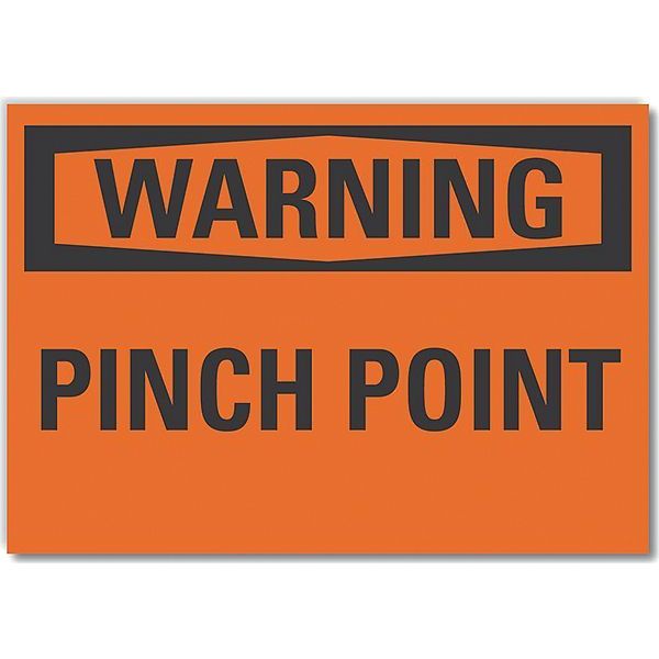Pinch Point Warning Label, 7 in Height, 10 in Width, Polyester, Vertical Rectangle, English