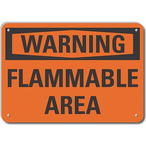 Aluminum Flammable Area Warning Sign, 7 in Height, 10 in Width, Aluminum, Vertical Rectangle