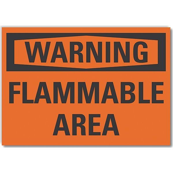 Flammable Area Warning Reflective Label, 5 in Height, 7 in Width, Reflective Sheeting, English