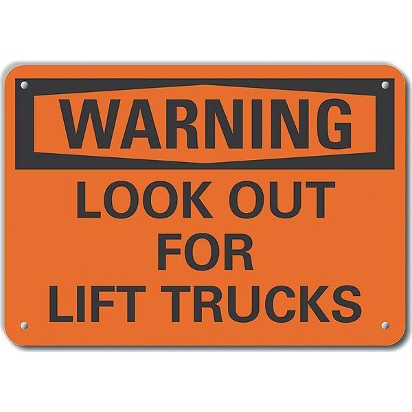 Reflective Lift Truck Traffic Warning Sign, 7 in H, 10 in W, Vertical Rectangle, LCU6-0102-RA_10X7