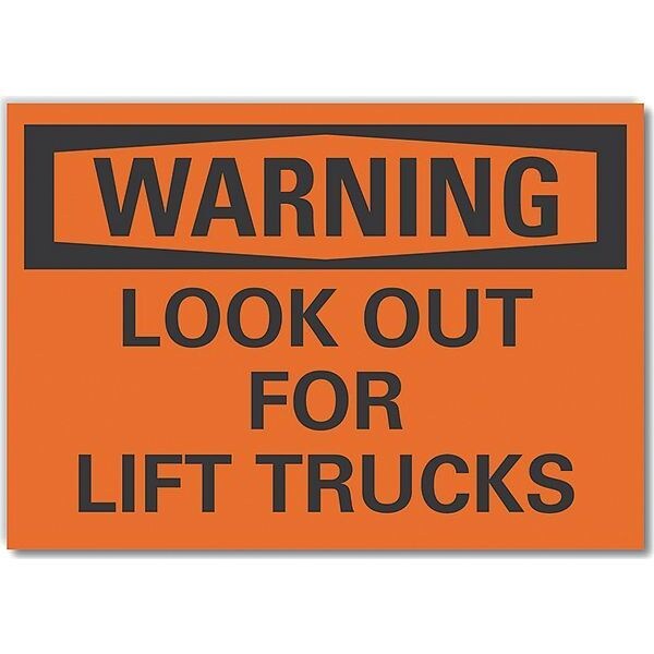 Warning Sign, 7 in H, 10 in W, Non-PVC Polymer, Vertical Rectangle, English, LCU6-0102-ED_10x7