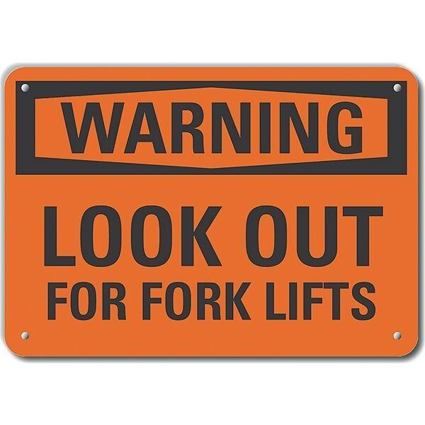 Reflective Lift Truck Traffic Warning Sign, 7 in H, 10 in W, Vertical Rectangle, LCU6-0100-RA_10X7