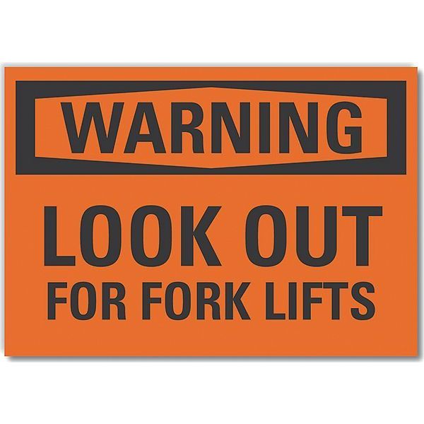 Warning Sign, 10 in H, 14 in W, Non-PVC Polymer, Horizontal Rectangle, English, LCU6-0100-ED_14x10