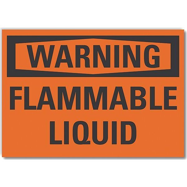 Flammable Liquid Warning Label, 7 in Height, 10 in Width, Polyester, Vertical Rectangle, English