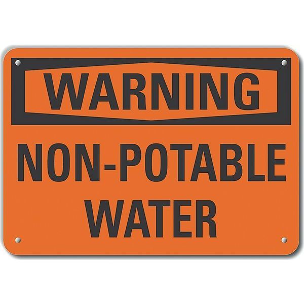 Plastic Potable Water Warning Sign, 7 in Height, 10 in Width, Plastic, Vertical Rectangle, English