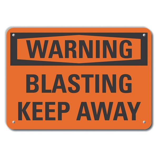 Aluminum Blasting Area Warning Sign, 7 in Height, 10 in Width, Aluminum, Vertical Rectangle
