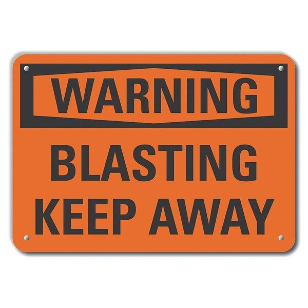 Aluminum Blasting Area Warning Sign, 10 in Height, 14 in Width, Aluminum, Horizontal Rectangle