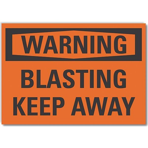 Blasting Area Warning Reflective Label, 3 1/2 in Height, 5 in Width, Reflective Sheeting, English