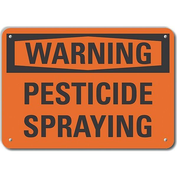 Reflective Pesticide Warning Sign, 7 in H, 10 in W, Vertical Rectangle, English, LCU6-0095-RA_10X7