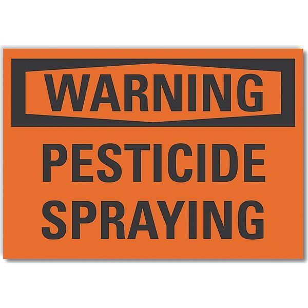 Pesticide Warning Reflective Label, 5 in Height, 7 in Width, Reflective Sheeting, English