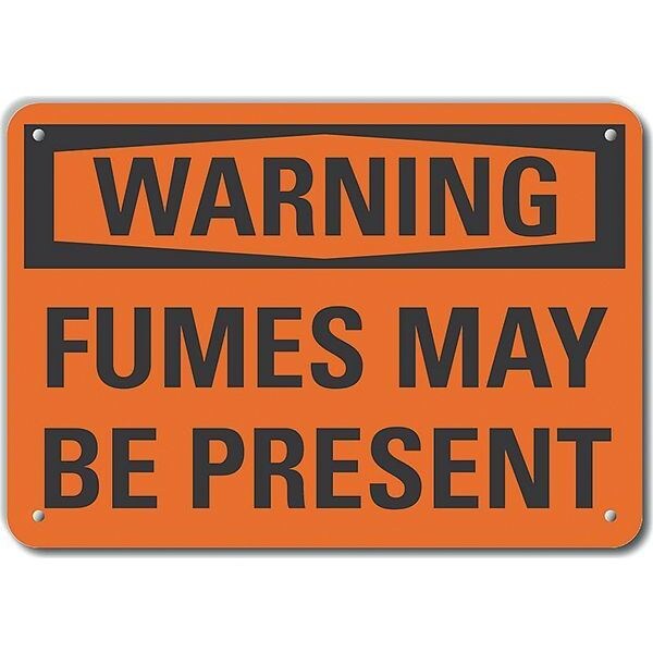 Aluminum Fumes Warning Sign, 10 in Height, 14 in Width, Aluminum, Horizontal Rectangle, English