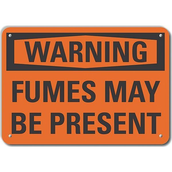 Plastic Fumes Warning Sign, 10 in Height, 14 in Width, Plastic, Horizontal Rectangle, English