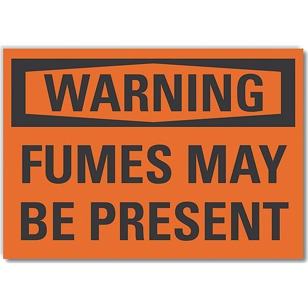 Fumes Warning Label, 7 in Height, 10 in Width, Polyester, Vertical Rectangle, English