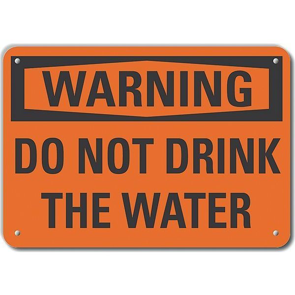 Reflective  Potable Water Warning Sign, 7 in Height, 10 in Width, Aluminum, Vertical Rectangle