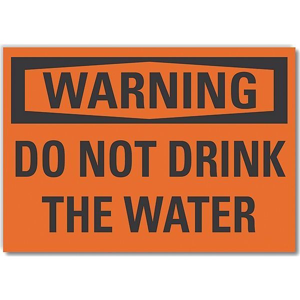 Potable Water Warning Label, 3 1/2 in Height, 5 in Width, Polyester, Horizontal Rectangle, English