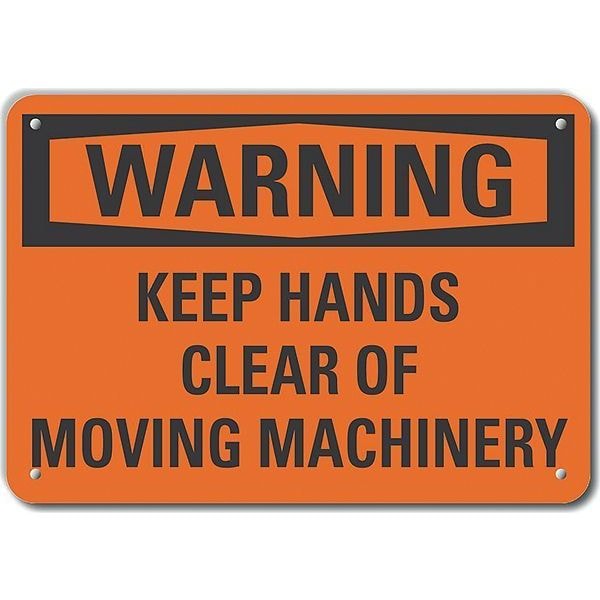 Reflective  Keep Hands Clear Warning Sign, 7 in Height, 10 in Width, Aluminum, Vertical Rectangle