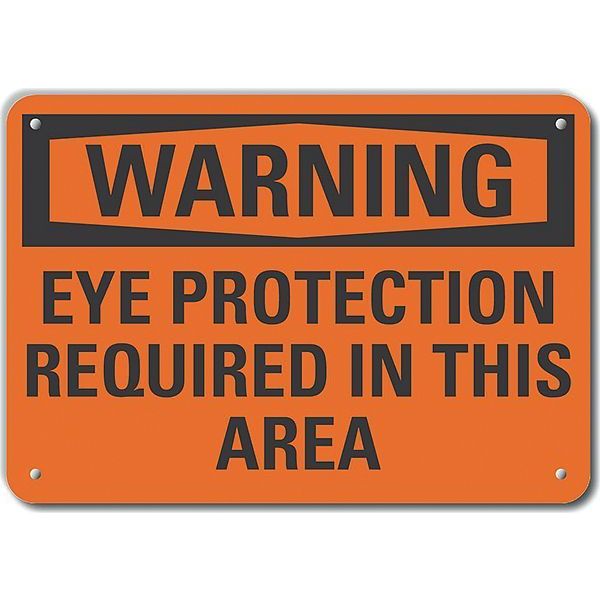 Reflective  Eye  Warning Sign, 7 in Height, 10 in Width, Aluminum, Vertical Rectangle, English