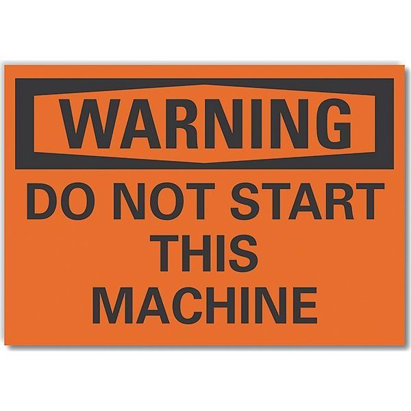 Warning Sign, 10 in Height, 14 in Width, Non-PVC Polymer, Horizontal Rectangle, English