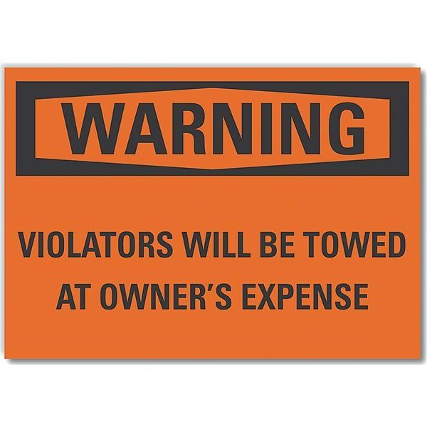 No Parking Warning Reflective Label, 7 in Height, 10 in Width, Reflective Sheeting, English