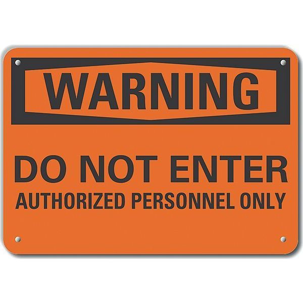 Danger Sign, 10 in Height, 14 in Width, Aluminum, Horizontal Rectangle, English