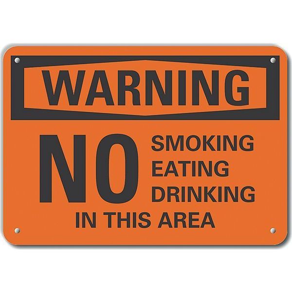Plastic No Smoking Warning Sign, 7 in Height, 10 in Width, Plastic, Vertical Rectangle, English