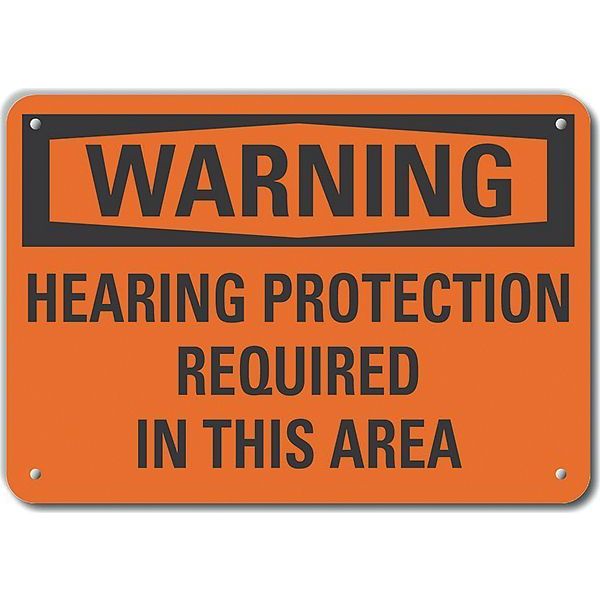Decal, Plastic, Warning Hearing, 14 x 10