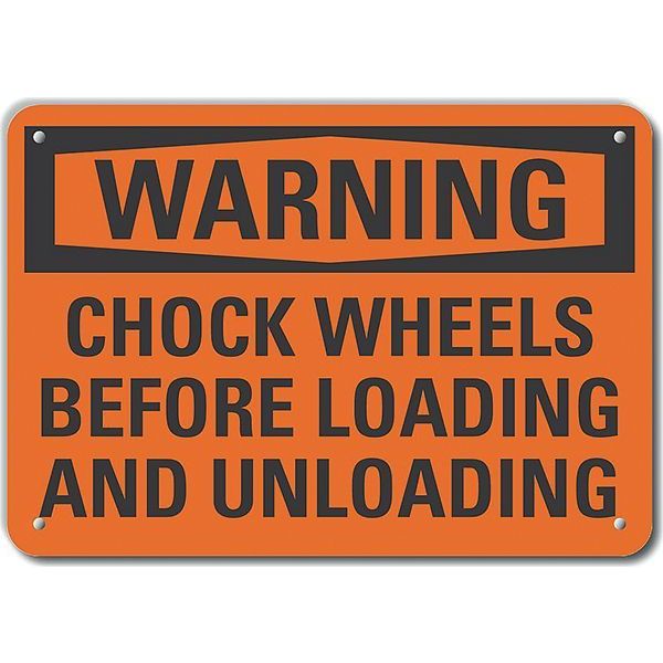 Plastic Chock Wheels Warning Sign7 in H10 in WVertical RectangleLCU6-0133-NP_10X7