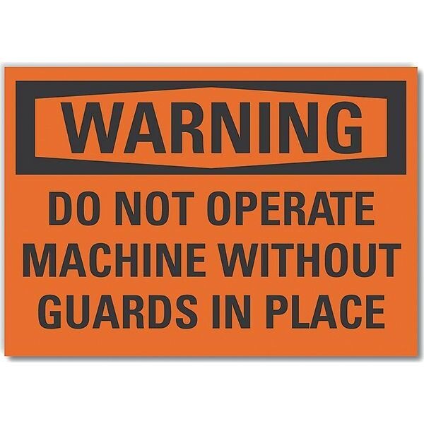 Warning Sign, 10 in Height, 14 in Width, Non-PVC Polymer, Horizontal Rectangle, English