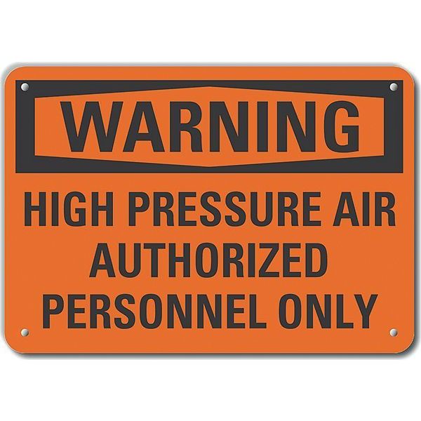 Aluminum High Pressure Warning Sign, 7 in Height, 10 in Width, Aluminum, Vertical Rectangle