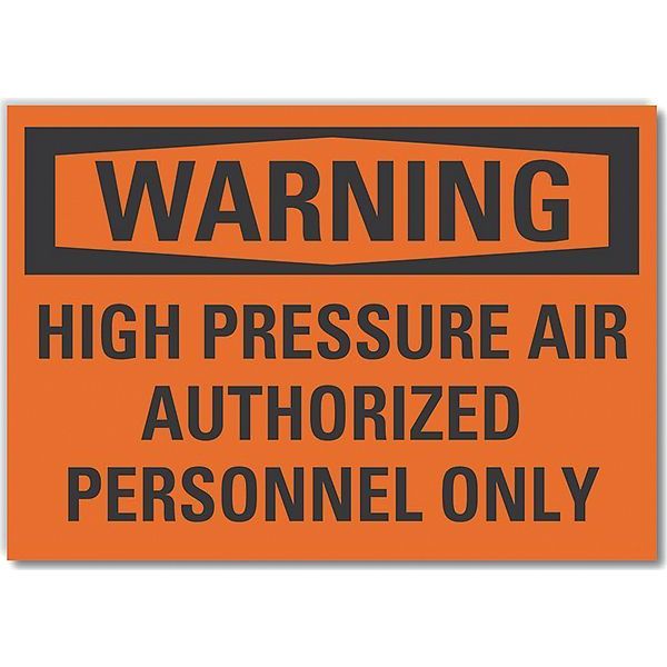 High Pressure Warning Label, 5 in Height, 7 in Width, Polyester, Horizontal Rectangle, English