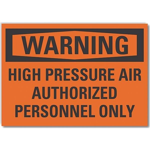 High Pressure Warning Reflective Label, 7 in Height, 10 in Width, Reflective Sheeting, English