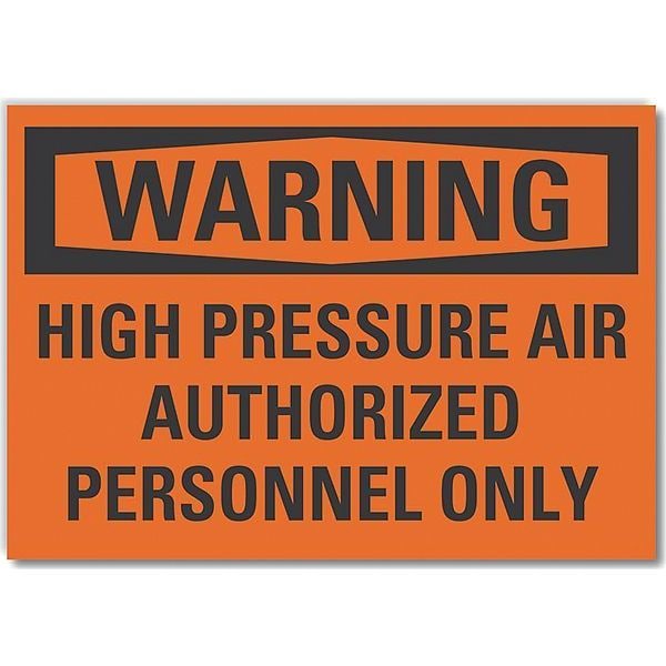 High Pressure Warning Label, 7 in Height, 10 in Width, Polyester, Vertical Rectangle, English