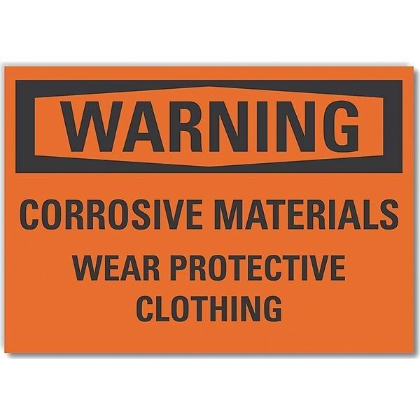 Corrosive Materials Warning Label, 5 in Height, 7 in Width, Polyester, Horizontal Rectangle