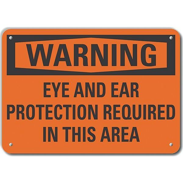 Reflective  Eye & Ear  Warning Sign, 7 in Height, 10 in Width, Aluminum, Vertical Rectangle
