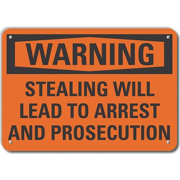 Decal, Warning Stealing Will Lead, 10 x 7